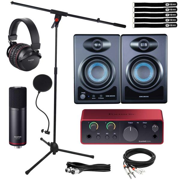 Focusrite Scarlett Solo Studio Audio Recording Interface Pk w Monitor Speakers