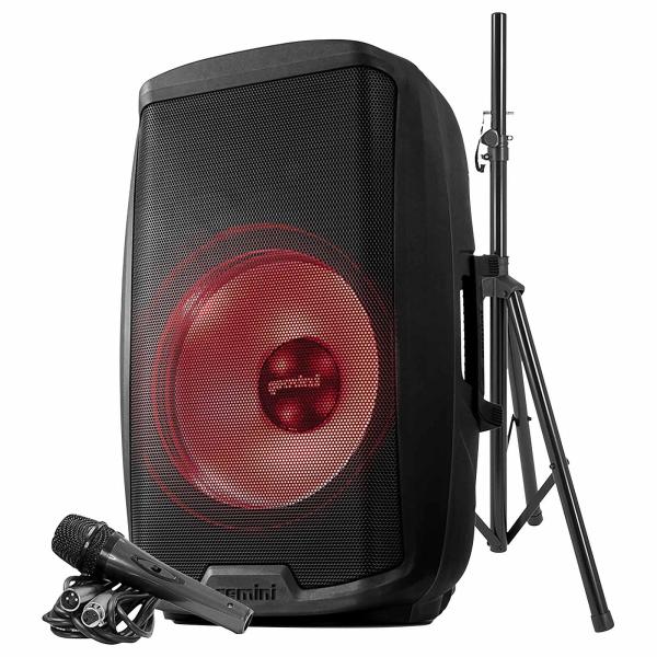 Gemini AS-2115BT-LT-PK 15" Party Light Speaker with Stand & Microphone