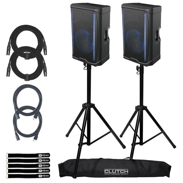 Gemini GD-L215PRO Bluetooth LED Speakers 2-Pack with Stands & Cables