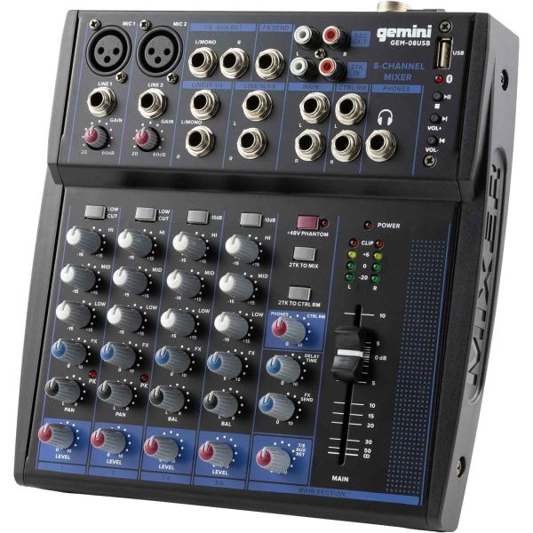 Gemini GEM-08USB 8 Channel Bluetooth Mixer w/USB | IDJNOW