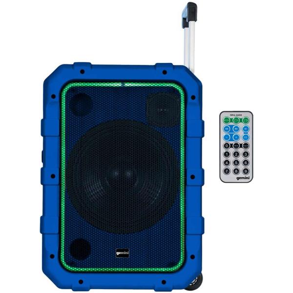 Gemini MPA-2400BLU Rechargeable Weather Resistant Trolley Speaker in Blue
