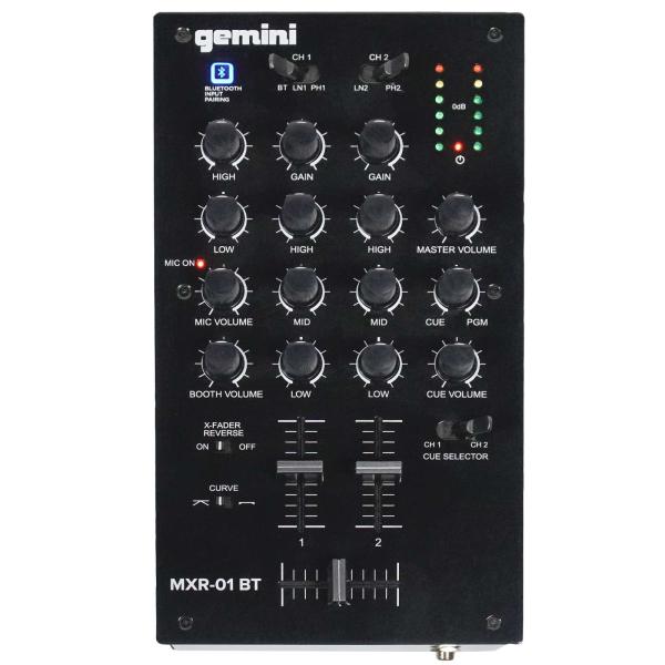 Gemini MXR-01BT 2-Channel Professional DJ Mixer with Bluetooth Input