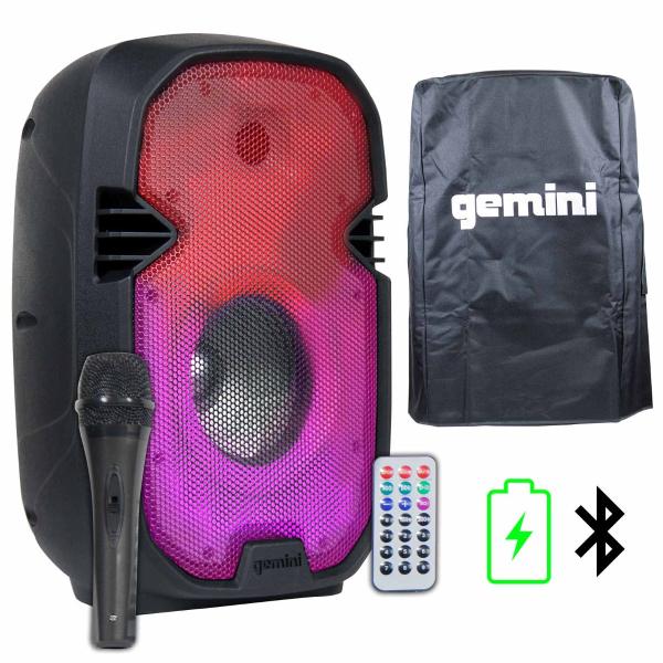 Gemini PartyBox Rave8 8" Powered Speaker with LED Action and Cover