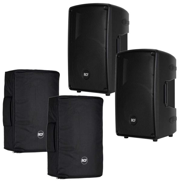 RCF HD 32-A 12" Powered Two-Way Monitor Speaker & Protective Cover Pair Package