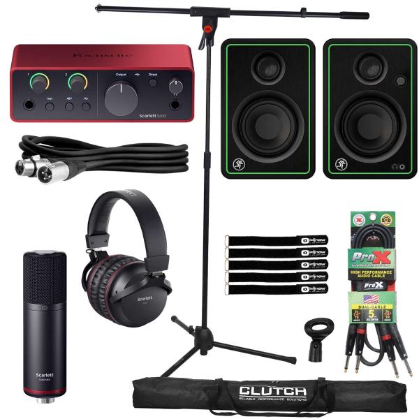 Home Recording Bundle w Mackie CR3-X Speakers Scarlett Solo Studio 4G Interface