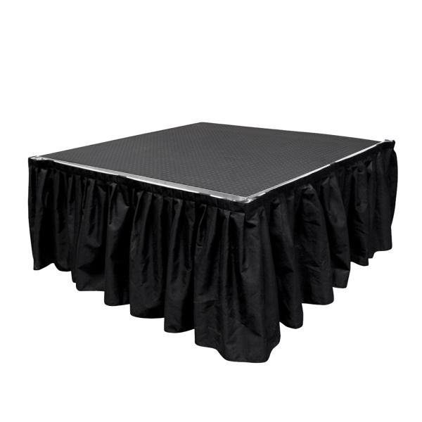Intellistage ISSK8X16 8FT Wide, 16” Long Black Stage Skirt with Pleats