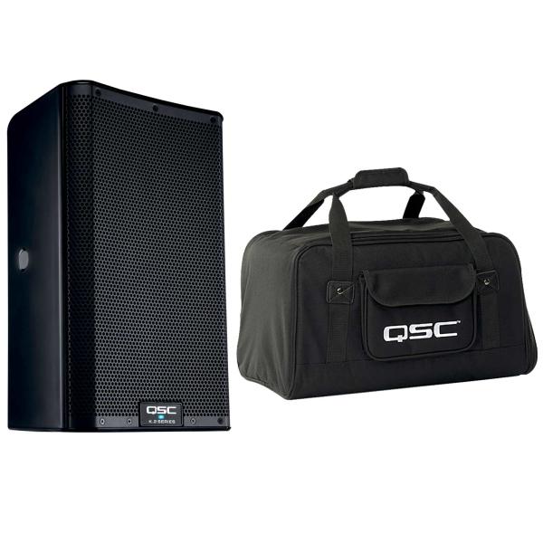 QSC K8.2 K2 Series Two-Way 2000W Active Speaker with 8" Woofer and Carry Case Package