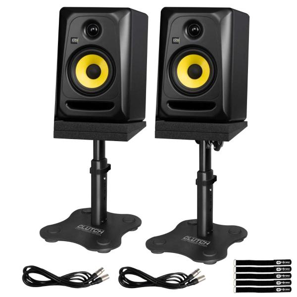 KRK CL5G3PK1 CLASSIC 5 Studio Monitor Pack (Black) with Desktop Stands