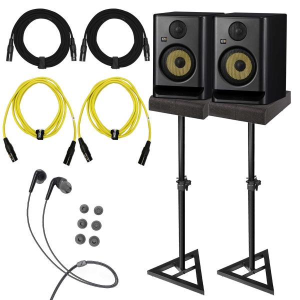 KRK ROKIT 5 G5 RP5G5 5" Active Bi-Amped Studio Monitor Speakers Pair w Stands