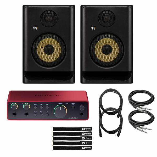 KRK Rokit RP5G5 5" Studio Monitor Speakers w Focusrite Scarlett 2i2 4G Interface
