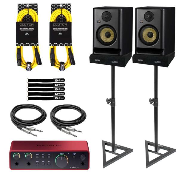 KRK RP5G5 Rokit 5" Studio Monitors Pair Focusrite Scarlett 2i2 4th Gen Interface
