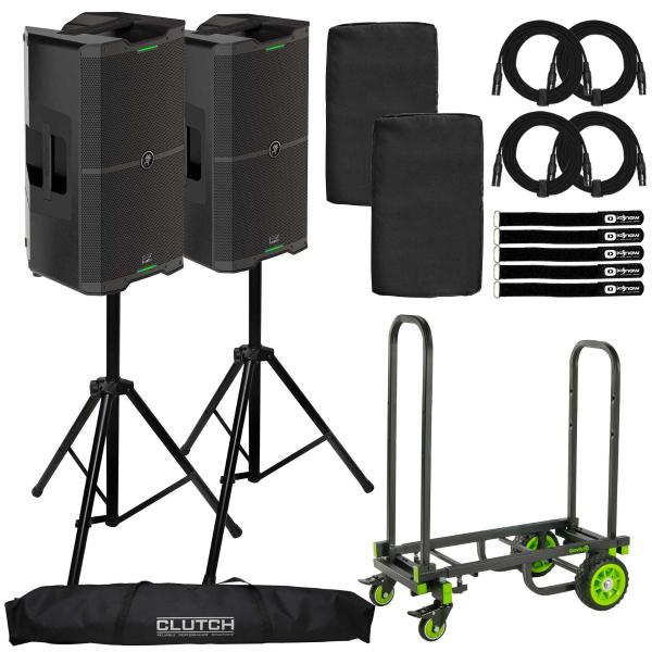 Mackie SRM212 V-Class 12" Powered Active DJ PA Speaker Pair w Stands & Covers