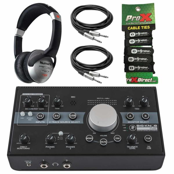 Mackie Big Knob Studio 3x2 Studio Monitor Controller with Professional DJ Headphones Package