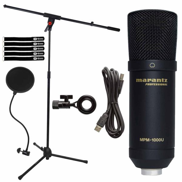 Marantz MPM-1000U USB Condenser Podcasting Microphone with Boom Stand