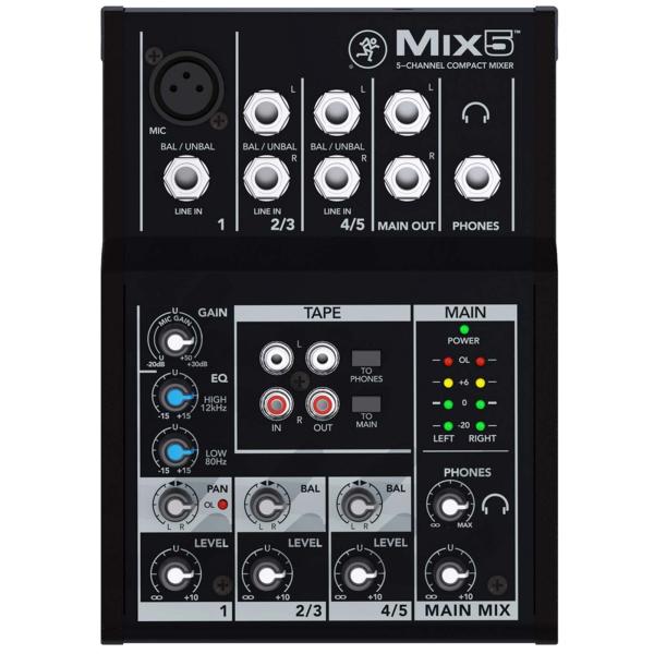 Mackie Mix5 5チャンネルコンパクトミキサー 電源ケーブル説明書付 Mackie Mix5 5-Channel Mixer with Green Cable | IDJNOW