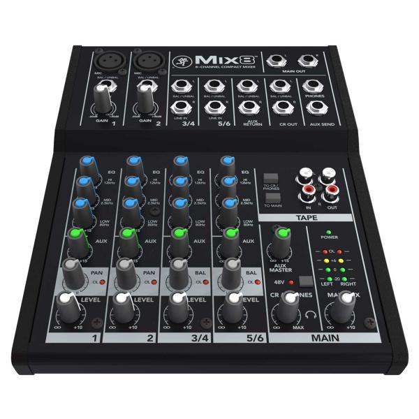 Mackie Mix8 8-Channel Mixer with 10FT Green XLR Cables | IDJNOW