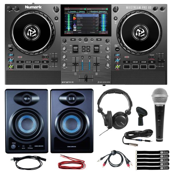 Numark MIXSTREAM PRO GO Battery Powered Streaming DJ Controller w Studio Monitors