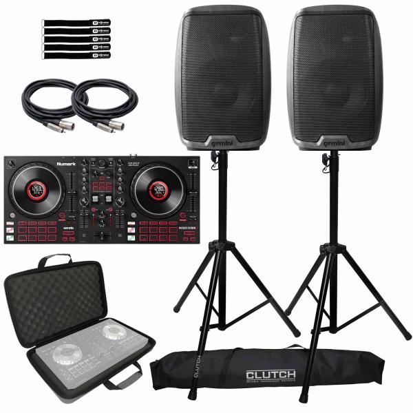 Numark Mixtrack Platinum FX 4-Deck Serato DJ Controller w 15" PA Speakers Pack
