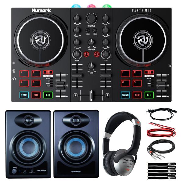 Numark Party Mix II DJ Controller with Lightshow + Speakers & Headphones