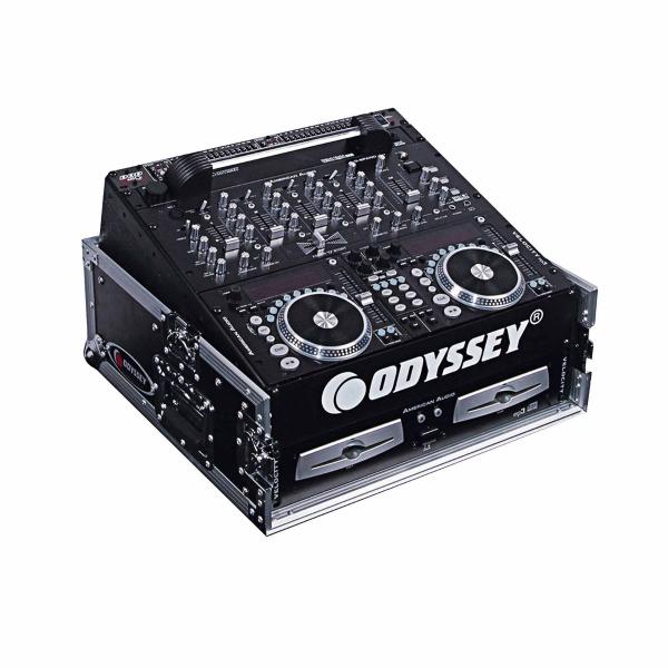 Odyssey FZ1002BL Black 10U Top Slanted 2U Vertical Pro Combo Rack