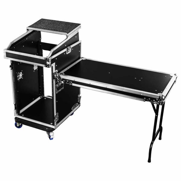 Odyssey FZGS1416WDLX 14U Top 16U Bottom Pro Combo Rack with Side Table