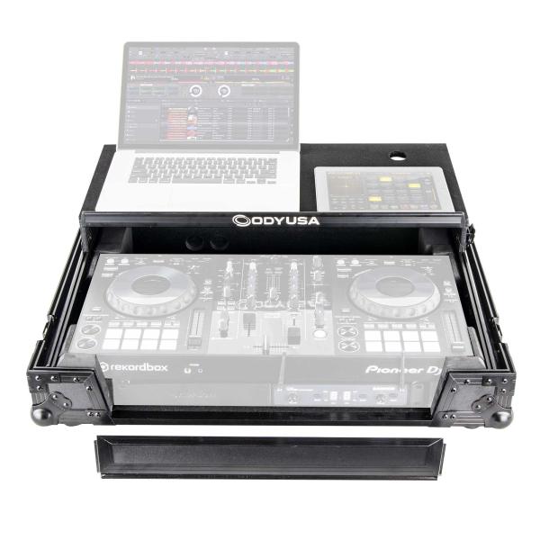Odyssey FZGSPIXDJRR1BL Black Label Glide Style Series Pioneer XDJ-RR DJ Controller Case with Bottom 19" 1U Rack Space