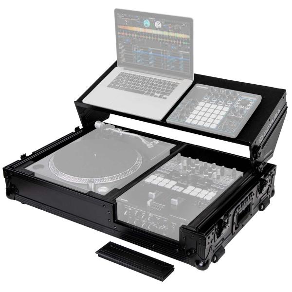 Odyssey FZGS1BM10WBL Black Label Low Profile Glide Style Series Universal Single Turntable DJ Coffin Case With Wheels Example 3