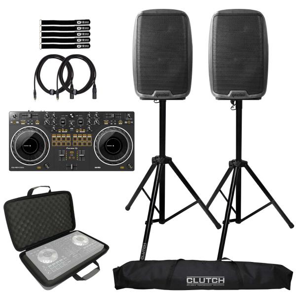 Pioneer DDJ-REV1 Scratch Style 2-Channel DJ Controller w 12" PA Speakers Pack