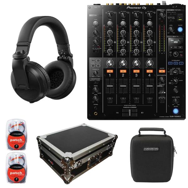 Pioneer DJ DJM-750MK2 4-Channel Mixer with Professional DJ Headphones