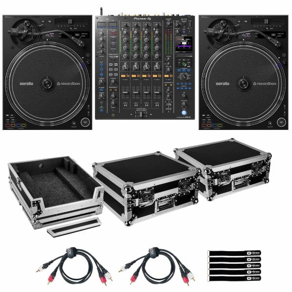 Pioneer DJ DJM-A9 Mixer with PLX-CRSS12 Turntables & Flight Cases