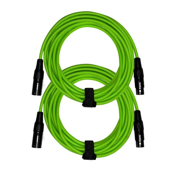 (2) Clutch 20' Green Sure-Fit XLR Speaker Cables | IDJNOW
