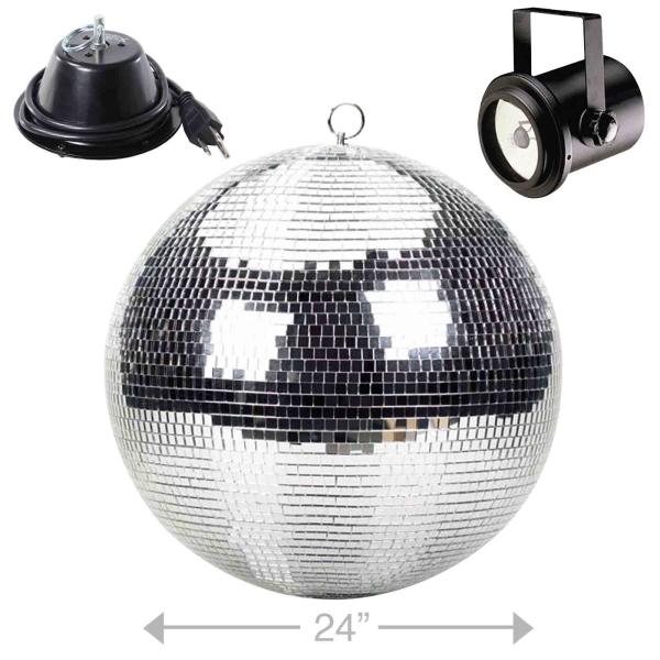 ProX MB-24 24" Polyfoam Mirror Ball with Mounting Motor & Pinspot Light