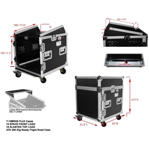 ProX T-10MRLT 10U Combo Case with Shelf & Casters | IDJNOW