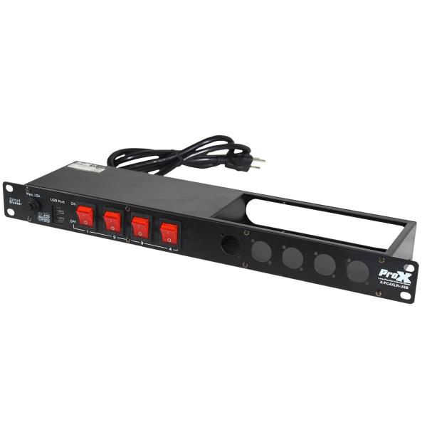 ProX X-PC4XLR-USB 1U 15Amp Circuit 4CH Switch Panel