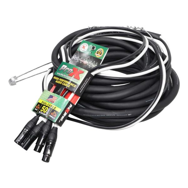 Prox Cable ProX XC-DXLR50 50FT Balanced Dual XLR Audio Cable | IDJNOW