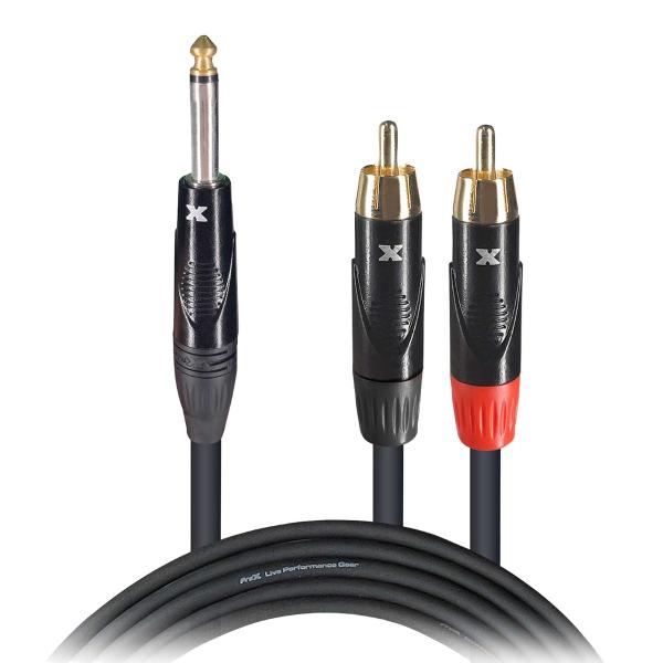 ProX XC-PYR03 3 FT Unbalanced 1/4" TS-M to Dual RCA-M Audio Y Cable