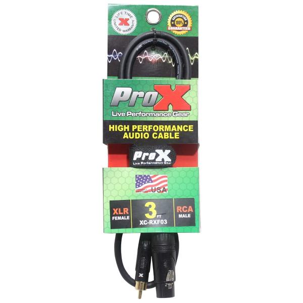 ProX XC-RXF03 3FT Unbalanced RCA to XLR-F High Performance Audio Cable