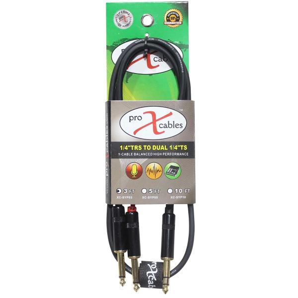 ProX XC-SYP03 3FT Unbalanced TRS-M Stereo to Dual TS-M Audio Y Cable