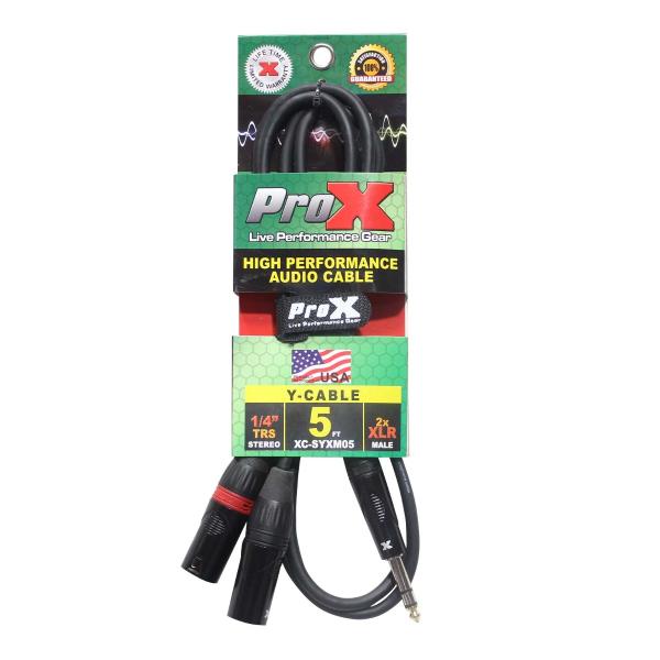 ProX XC-SYXM05 5FT 1/4" TRS-M Stereo to Dual XLR3-M Y Cable