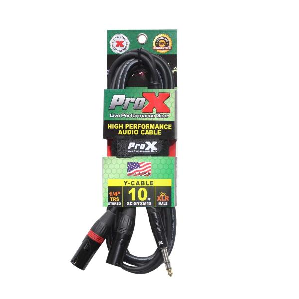 ProX XC-SYXM10 10FT 1/4" TRS-M Stereo to Dual XLR3-M Y Cable