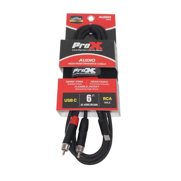 Prox Cable ProX XC-USBC2RCA06 6 FT USB-C to Dual RCA Audio Cable