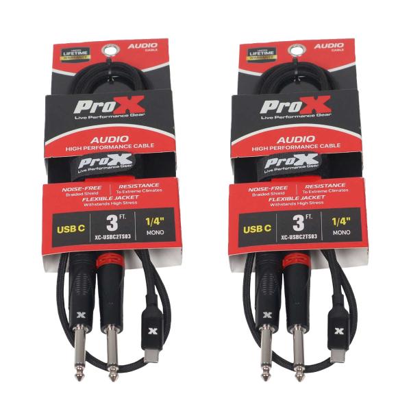 Prox Cable ProX XC-USBC2TS03 3FT USBC to Dual 1/4