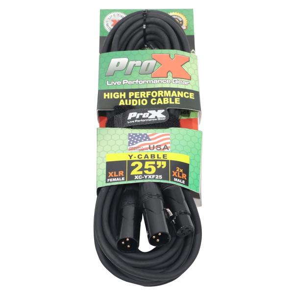 Prox Cable ProX XC-YXF25 25FT XLR-F to Dual XLR-M Audio Cable | IDJNOW