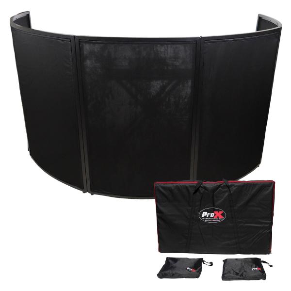 ProX XF-LUNA BLK 5 Panel Curved DJ Frontboard Facade w Black & White Scrim Main