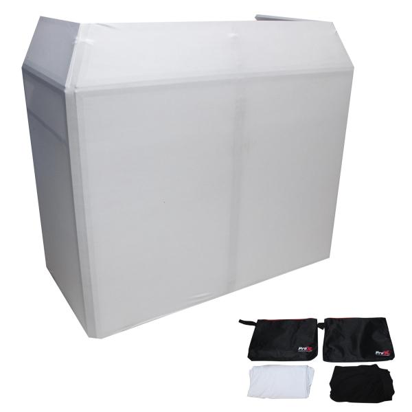 ProX XF-MESA MK2 DJ Facade Table Station includes White and Black Scrim and Spare Scrim Pack