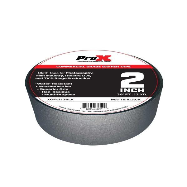 ProX XGF-212BLK 2" Commercial Grade Matte Black Gaffer Tape 36FT 12YD Example