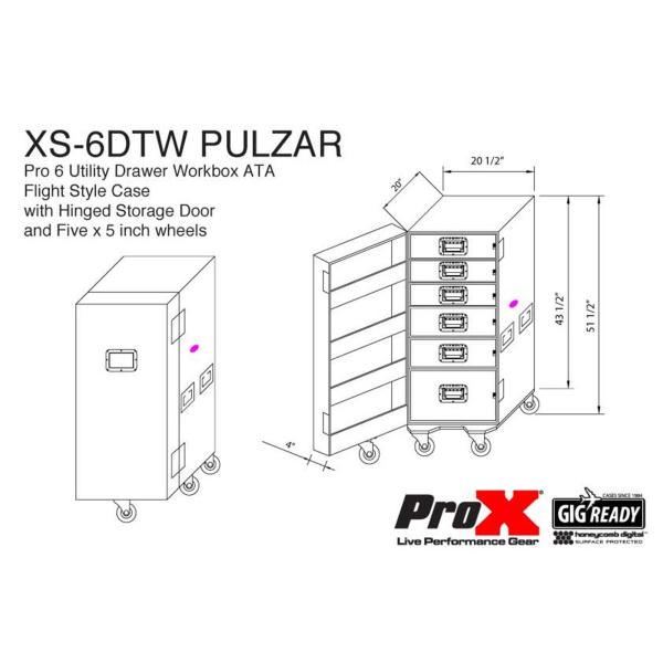 ProX XS-6DTWPULZAR Pro 6 Utility Drawer Workbox Flight Case
