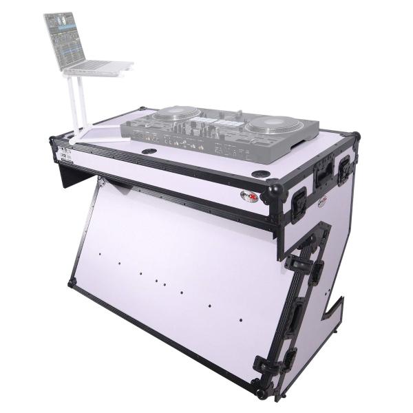 ProX XS-ZTABLE-WH DJ Z-Table White Portable Workstation Flight Case