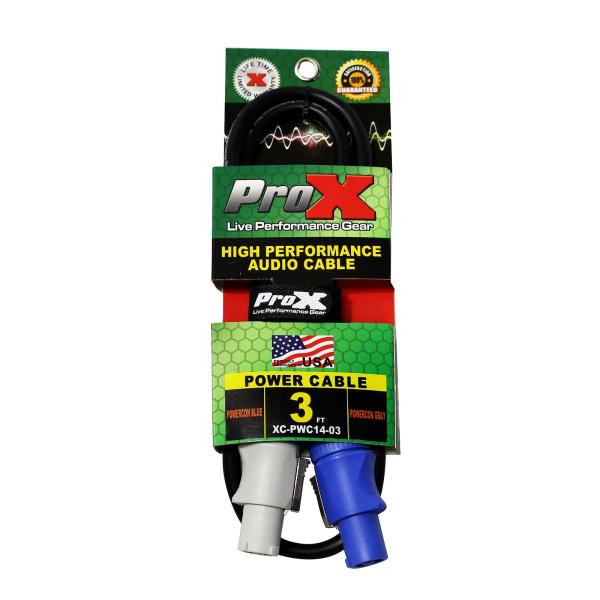 ProX 3FT Powercon Out to Powercon High Performance 14AWG Link Power Cable [XC-PWC14-03]