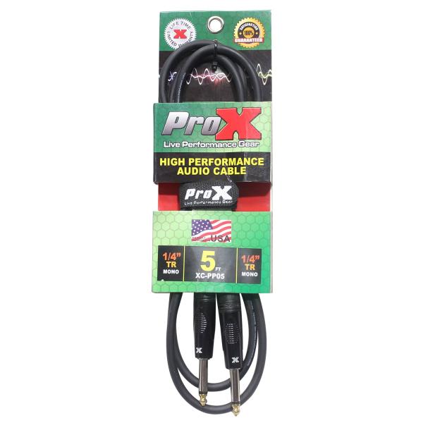 ProX 5FT 1/4" TS to 1/4" TS UnBalanced High Performance Audio Cable [XC-PP05]